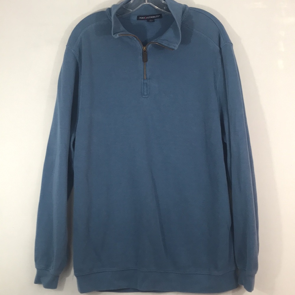 Port Authority 1/4 Zip Long Sleeve Pullover Sweater Blue Medium NWOT